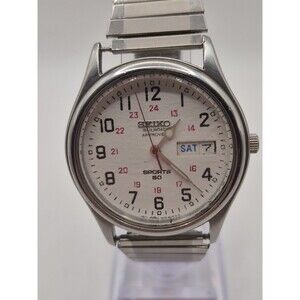 Seiko Rail Road Approved Watch Men 35mm White Dial Silver Tone Daydate New Batt